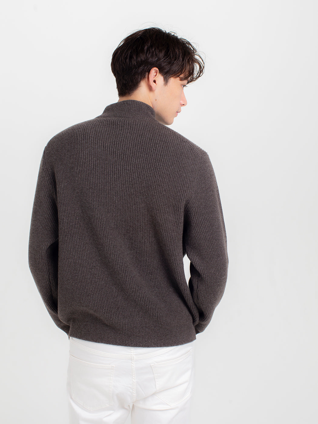 Cashmere fullcardigan high-necked sweater (stock sale)