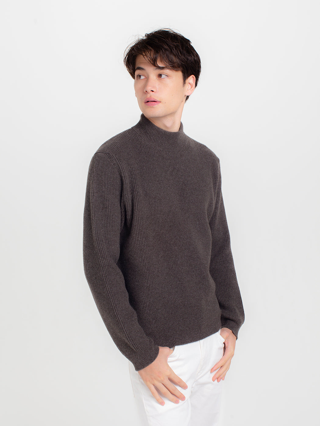 Cashmere fullcardigan high-necked sweater (stock sale)