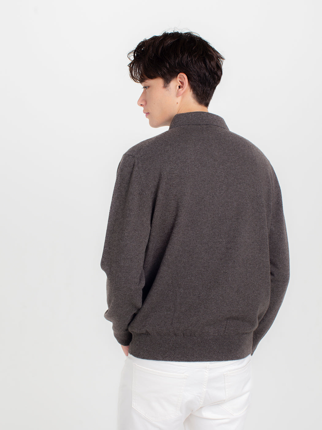 Cashmere polo-collar sweater