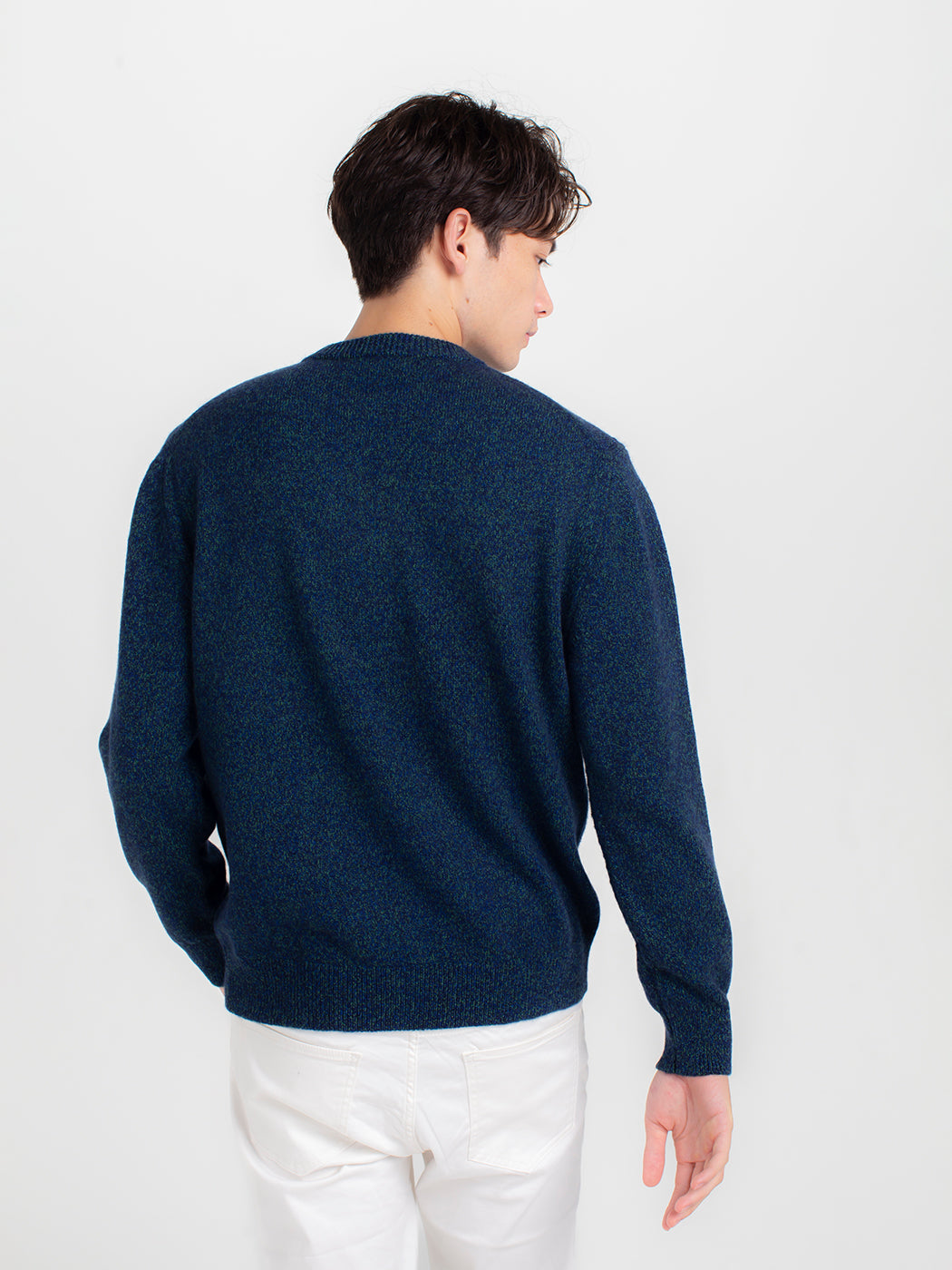 Four-tone Melange Cashmere crew-neck sweater