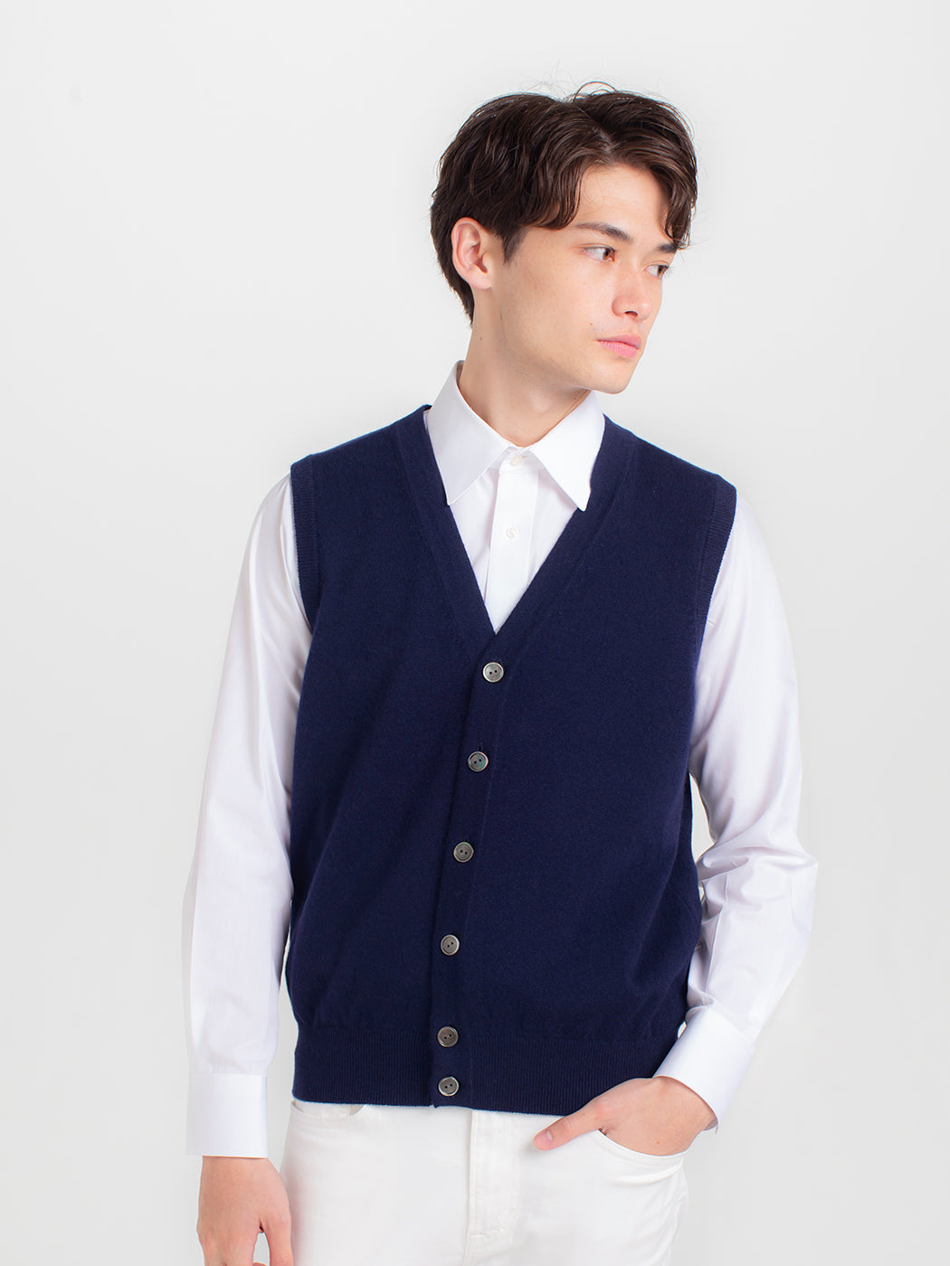 Cashmere open vest