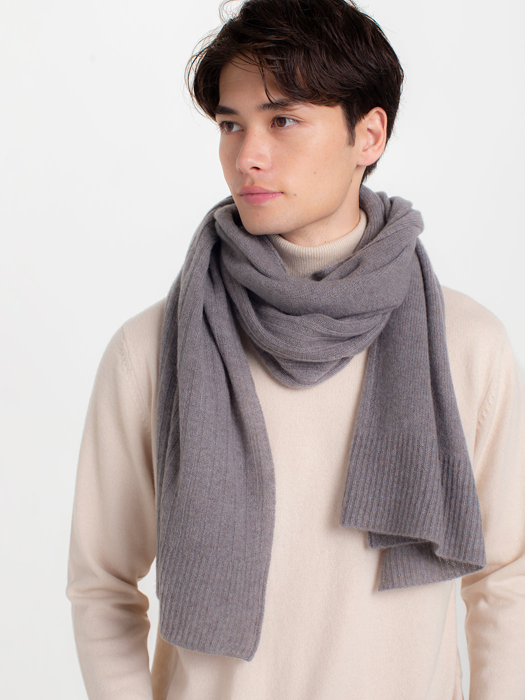 Cashmere knit angel's rib stole (177cm × 63.5cm)