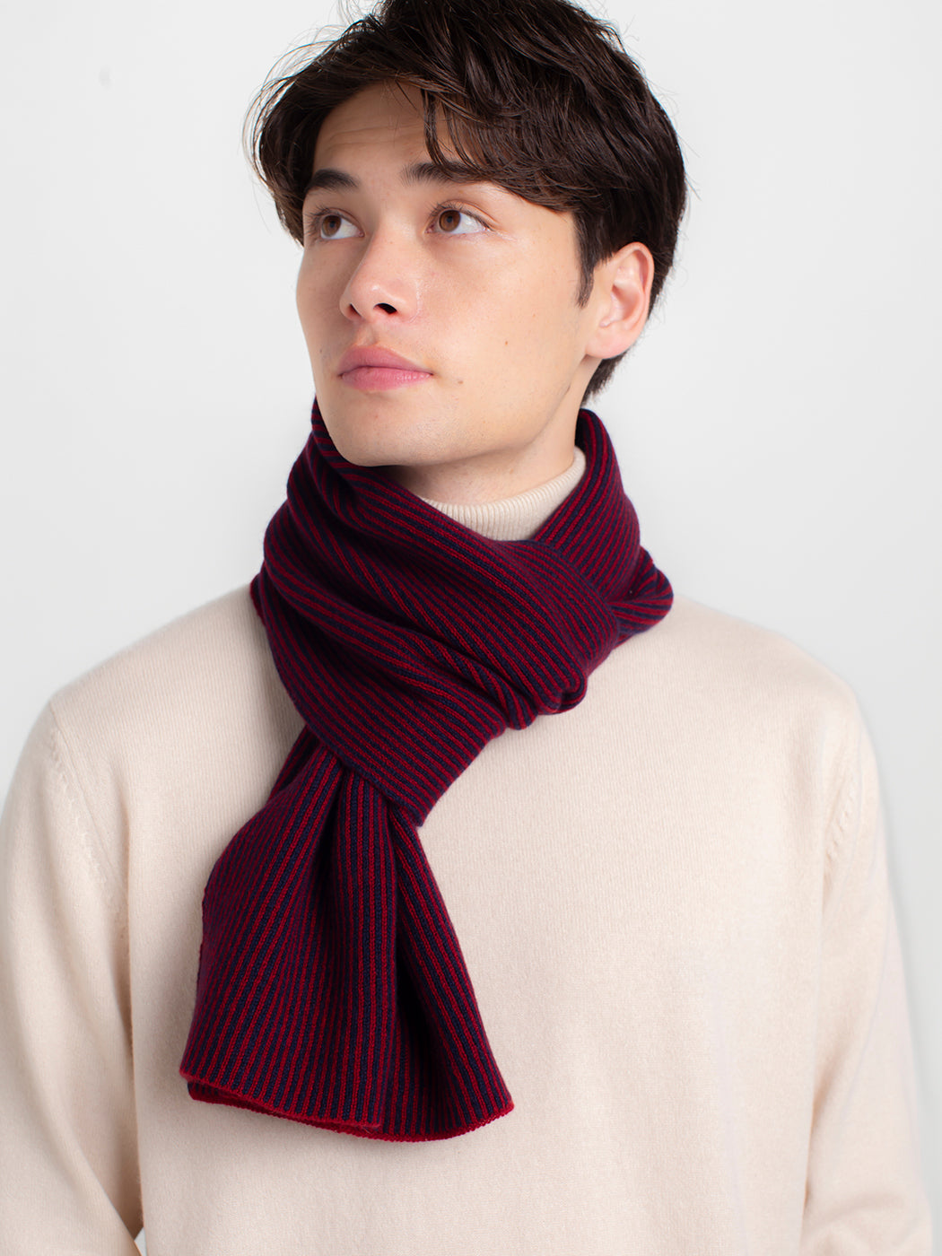 Cashmere knit striped muffer (170cm×22.5cm)