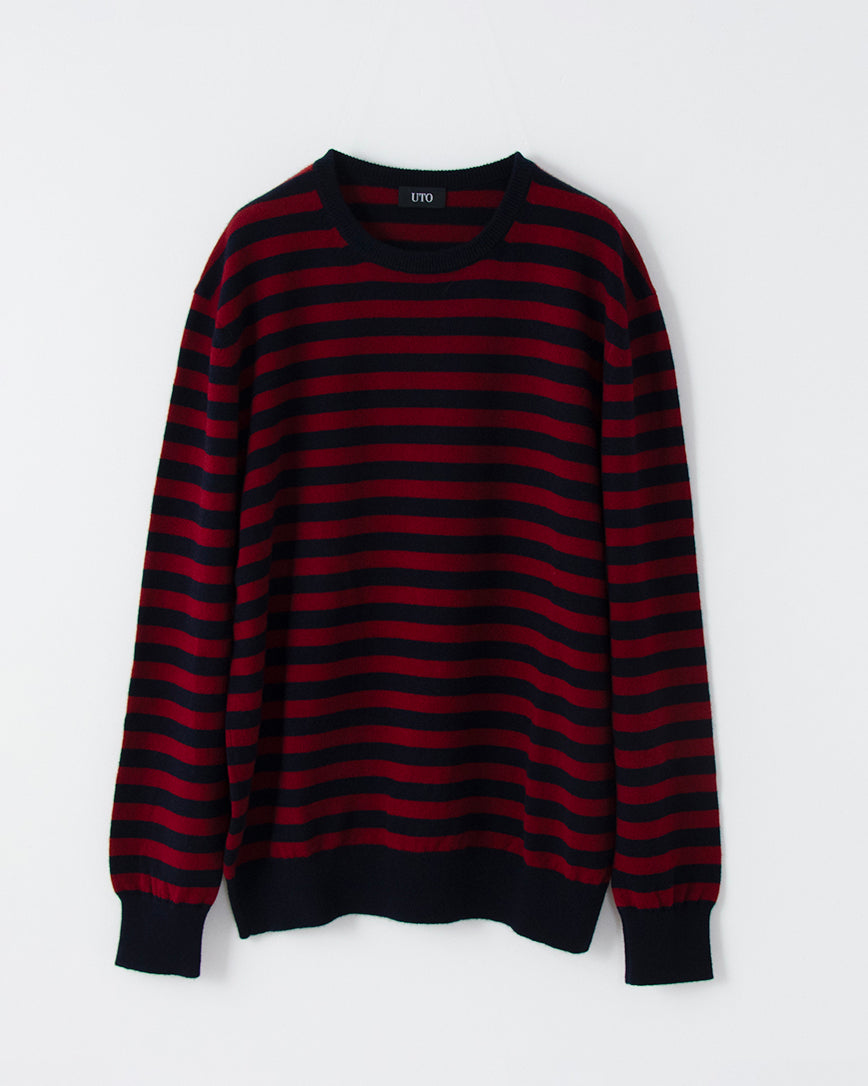 Cashmere horizontally striped crew-neck sweater (stock sale)