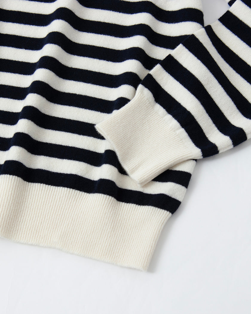 Cashmere horizontally striped crew-neck sweater (stock sale)