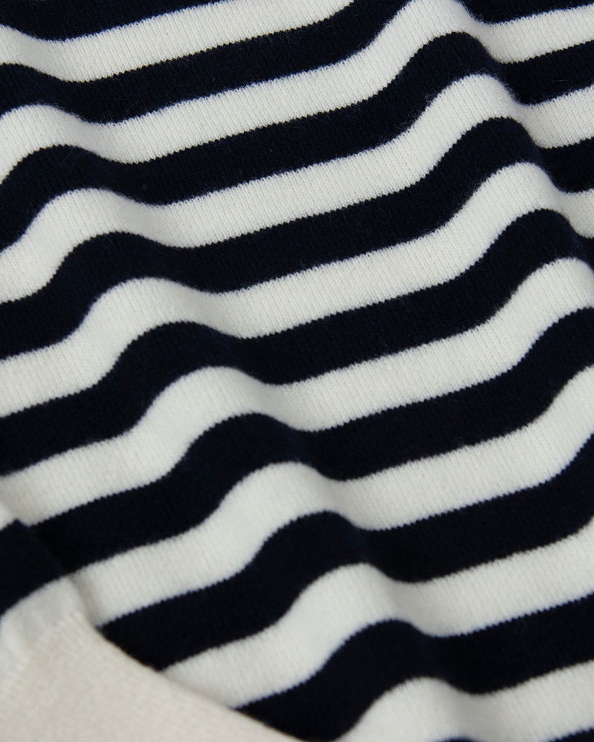 Cashmere horizontally striped crew-neck sweater (stock sale)