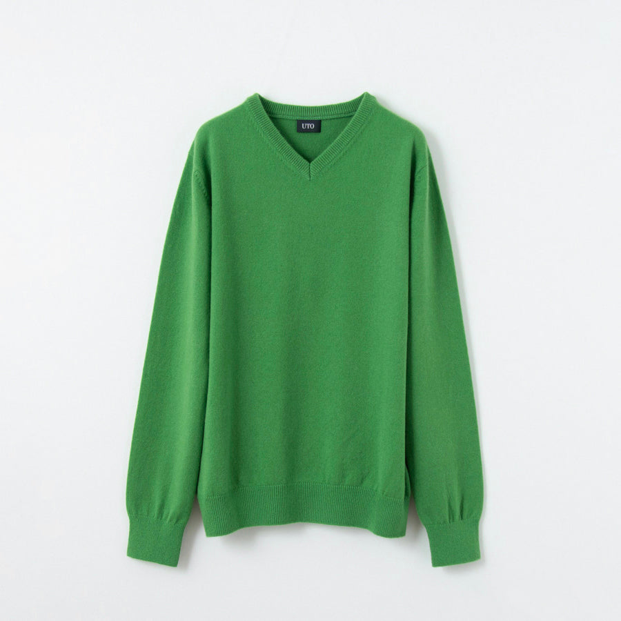 【Sample】Cashmere narrow v-neck sweater / 2S,S,M size