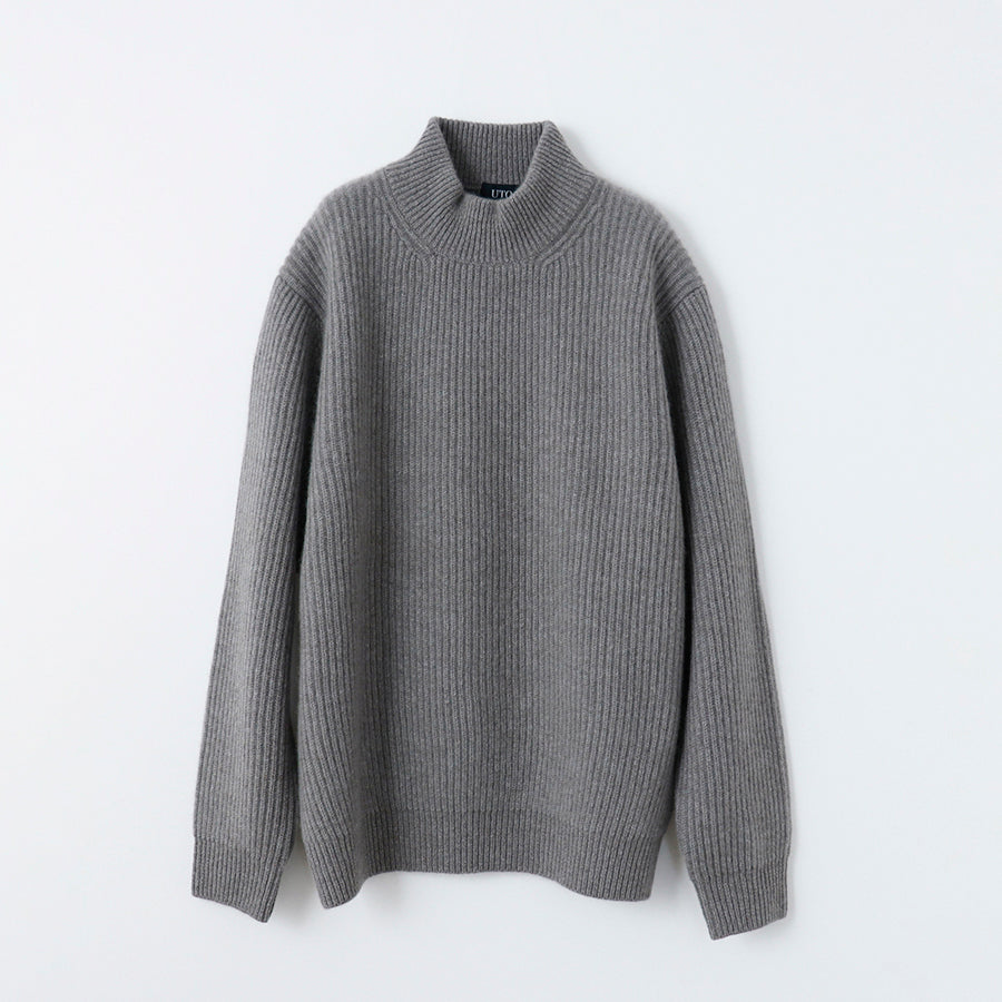 【Sample】Cashmere Fullcardigan full-zip high-necked sweater / S,M size
