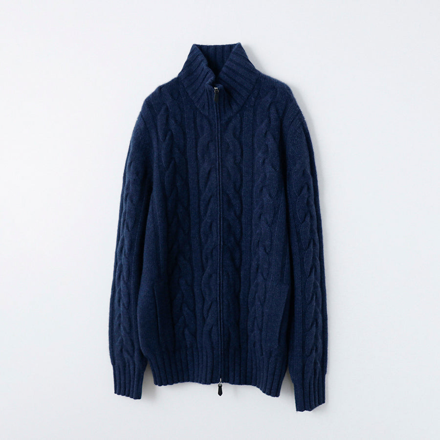 【Sample】Cashmere cable full-zip jacket / M size