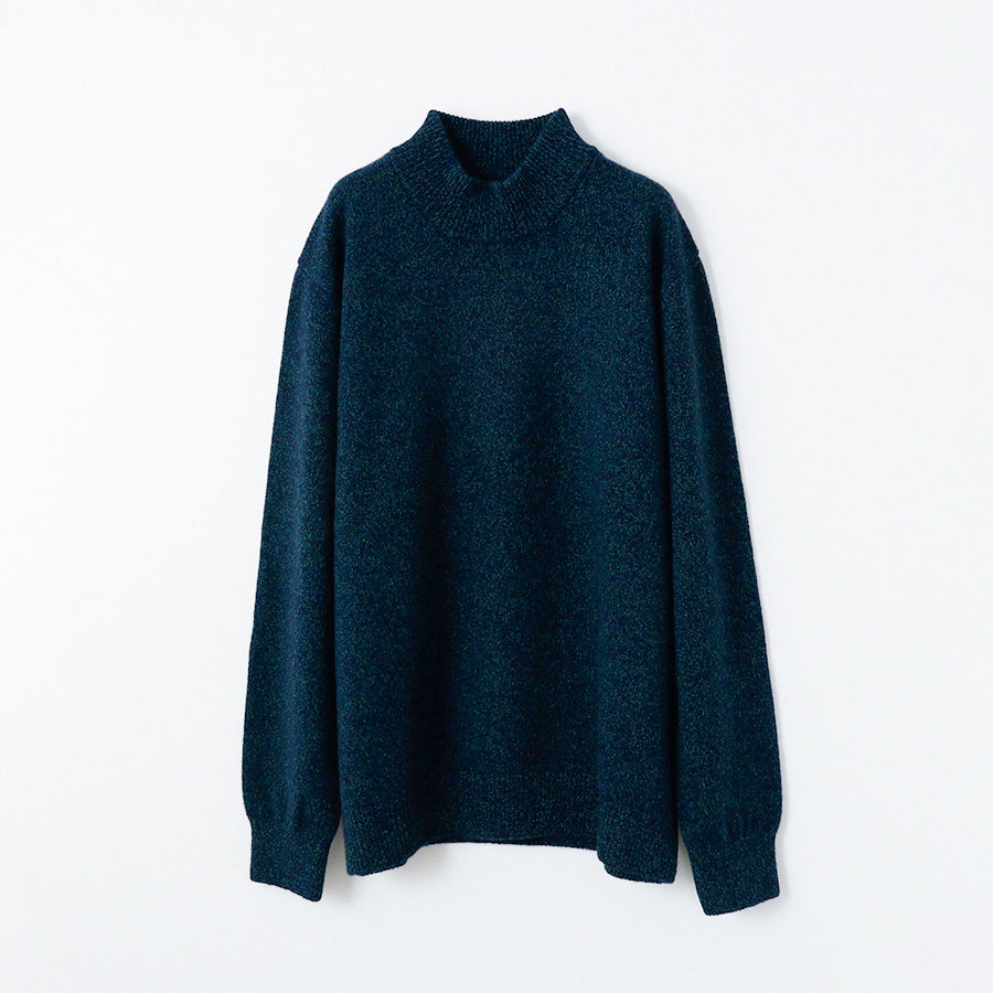 Personalized custom order of men's Japanese luxury cashmere knit melange high-necked sweater