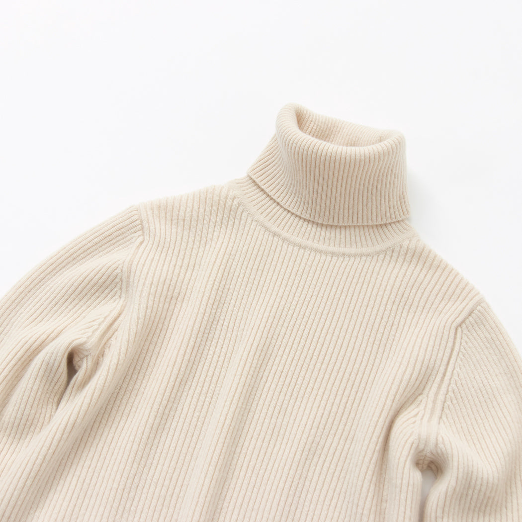 羊绒罗纹针织高领毛衣