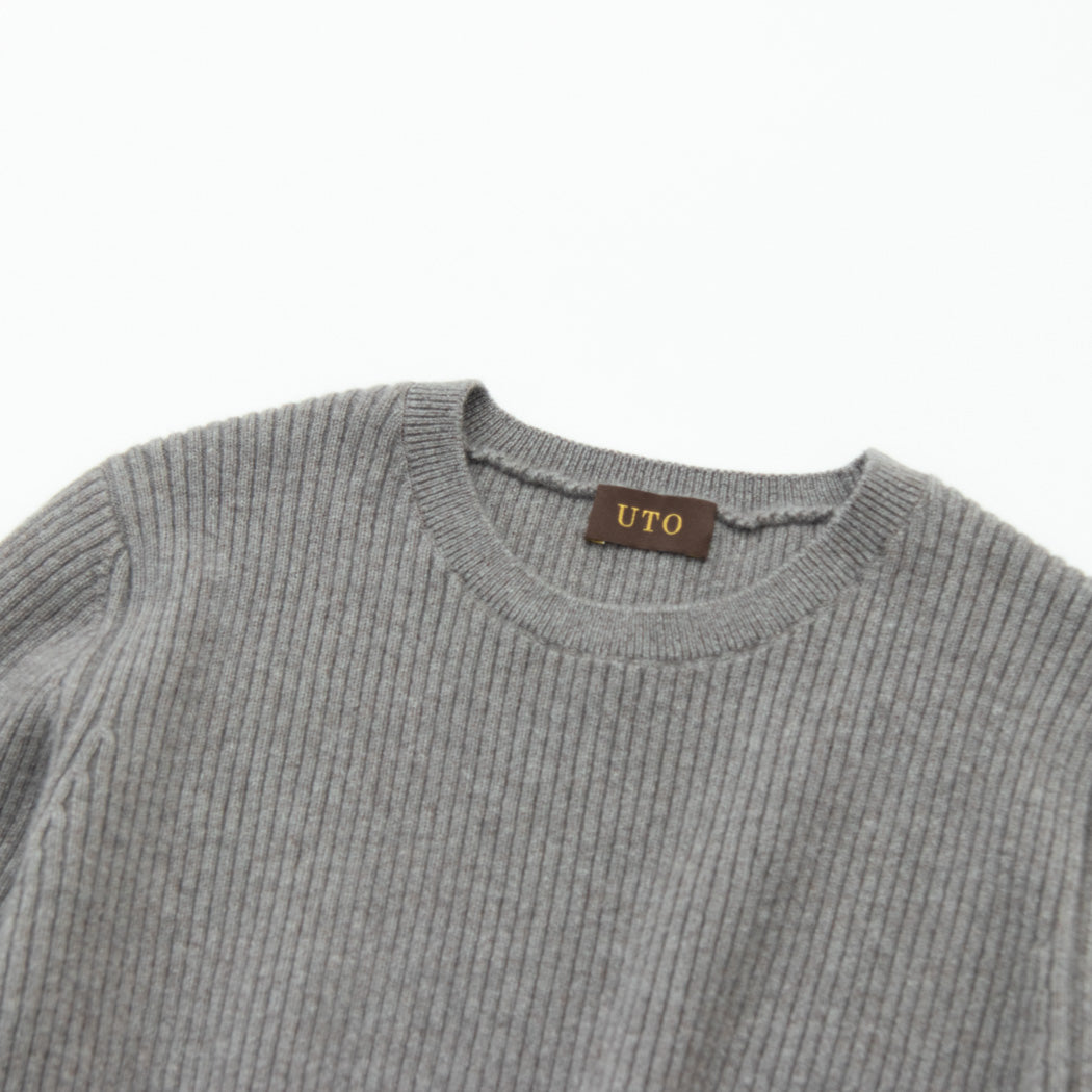 Cashmere rib knit crew-neck sweater