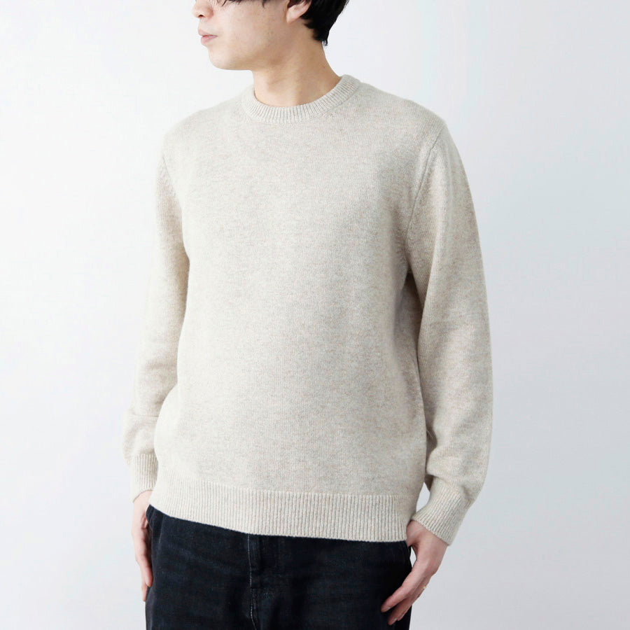 Personalized custom order of men's Japanese luxury cashmere knit low-gauge crew-neck sweater