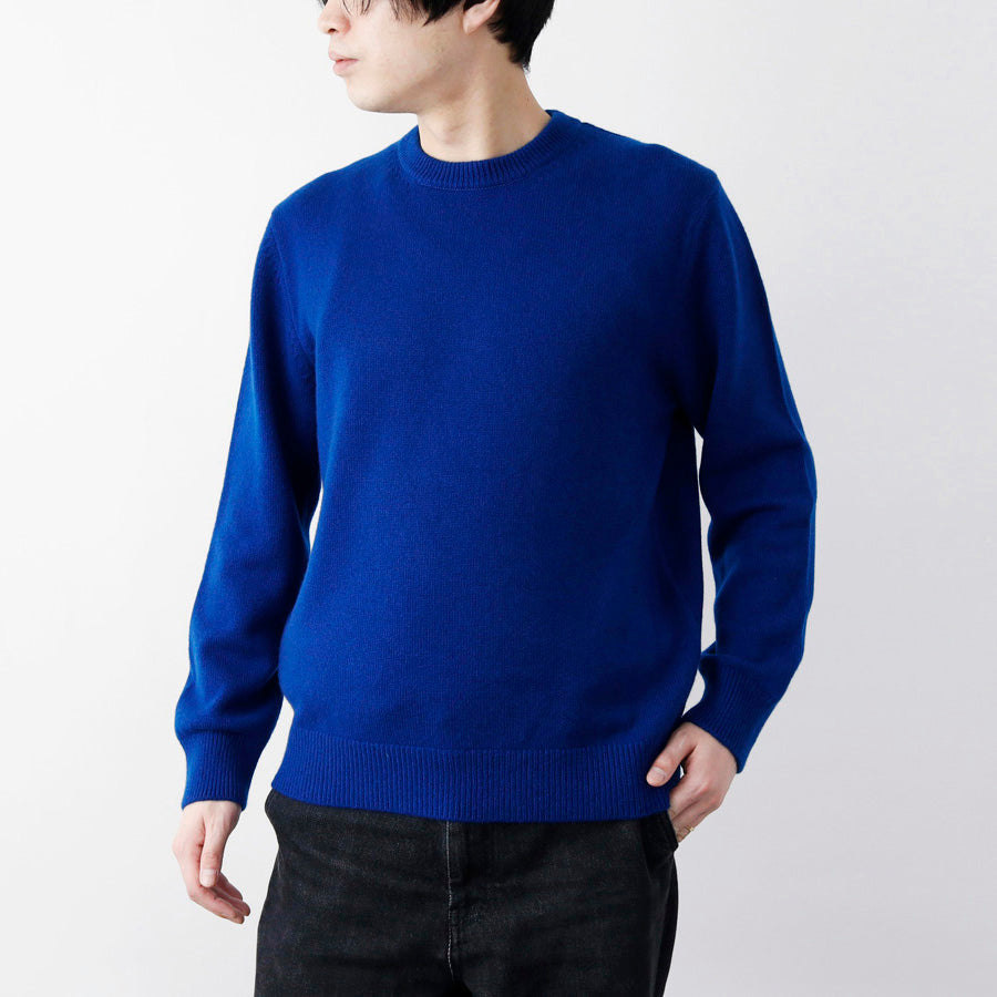 Personalized custom order of men's Japanese luxury cashmere knit low-gauge crew-neck sweater