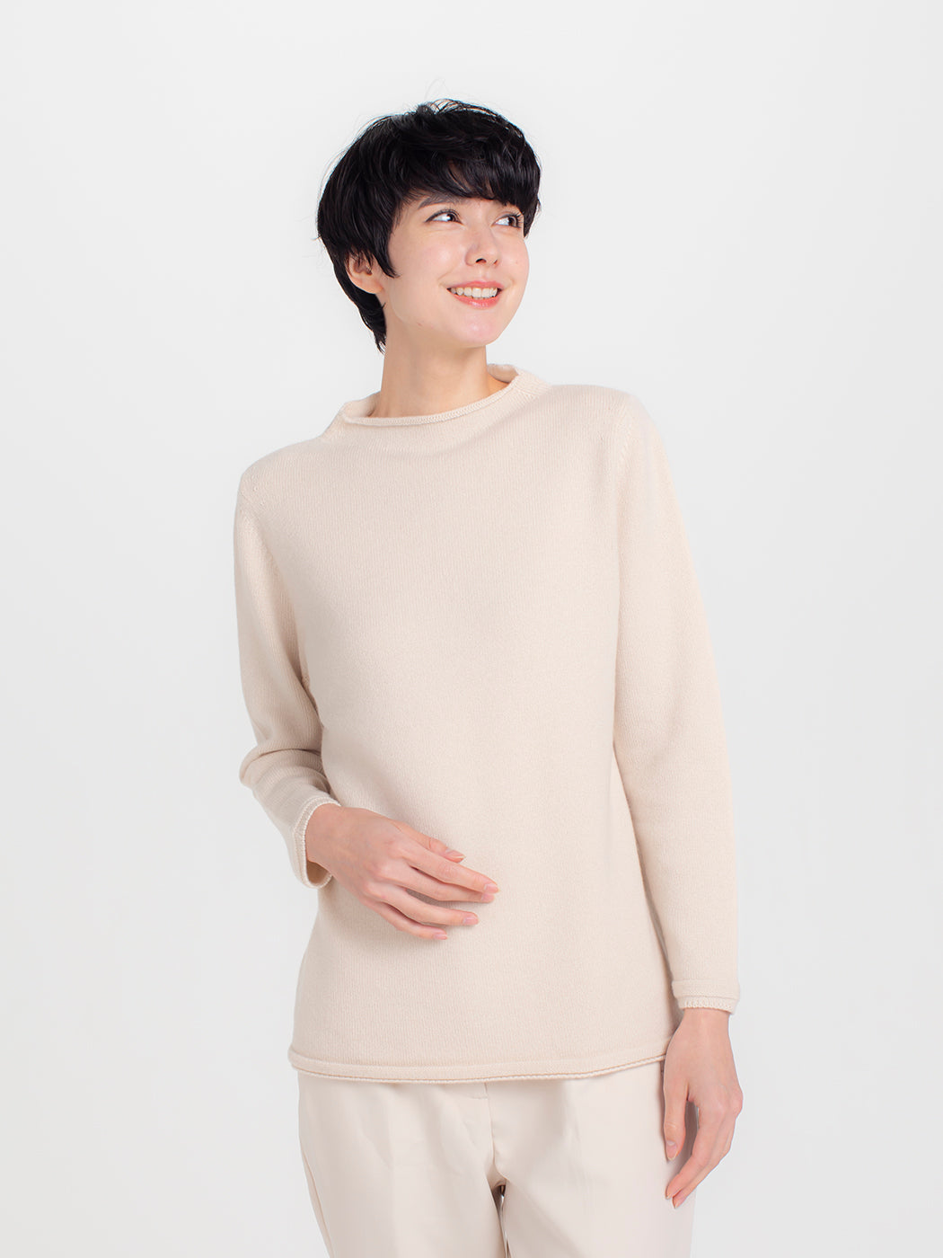 Cashmere 7-gauge bottleneck sweater