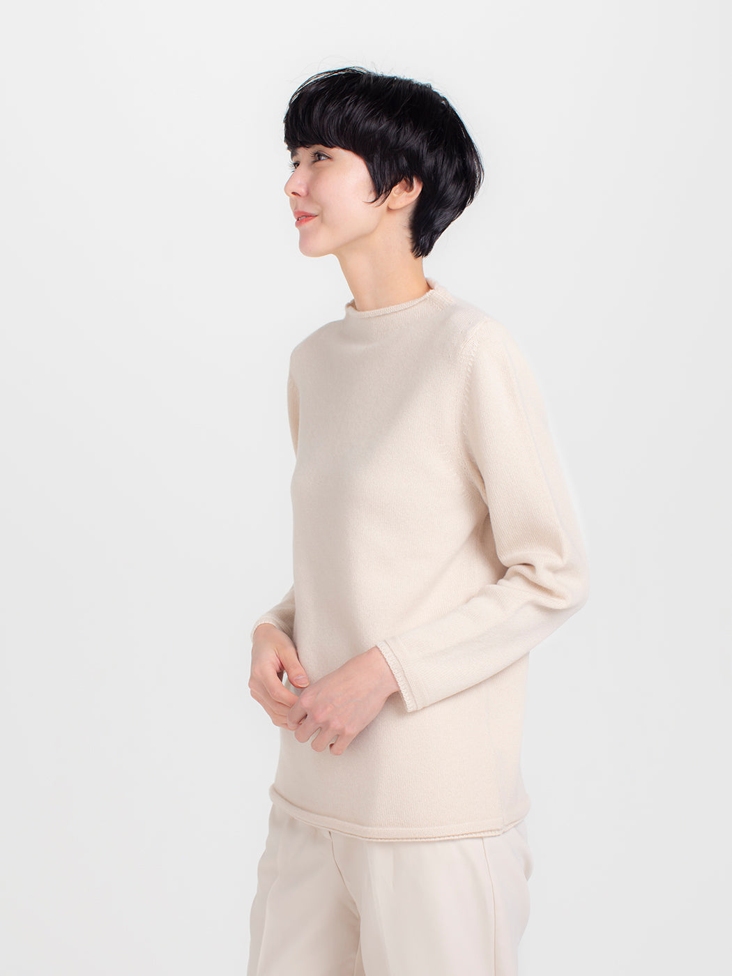 Cashmere 7-gauge bottleneck sweater