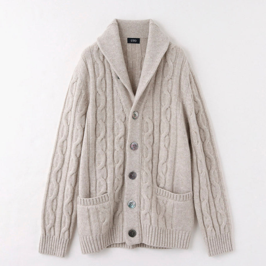 Personalized custom order of men's Japanese luxury cashmere knit cable cardigan