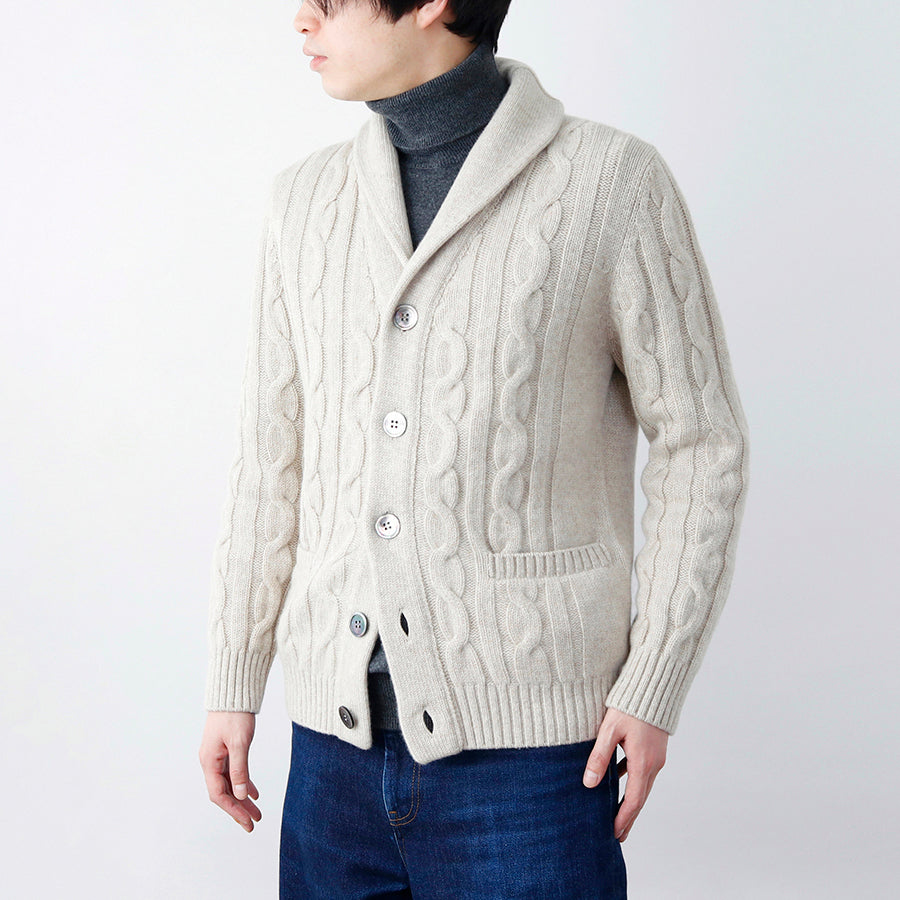 Personalized custom order of men's Japanese luxury cashmere knit cable cardigan