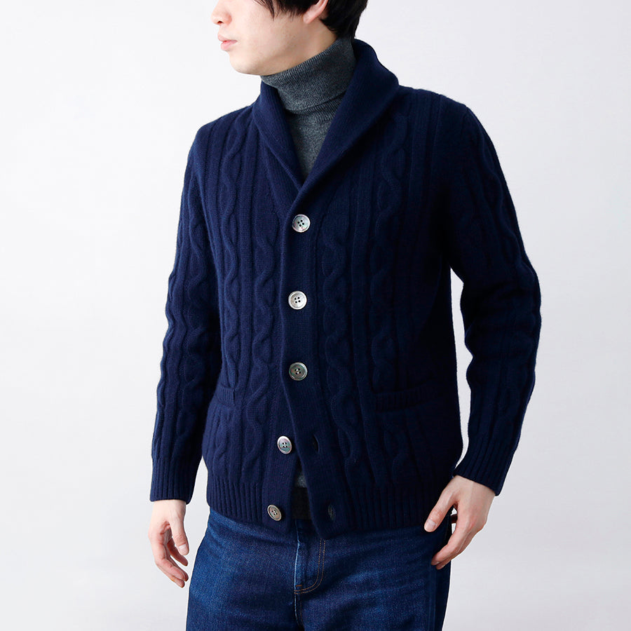 Personalized custom order of men's Japanese luxury cashmere knit cable cardigan