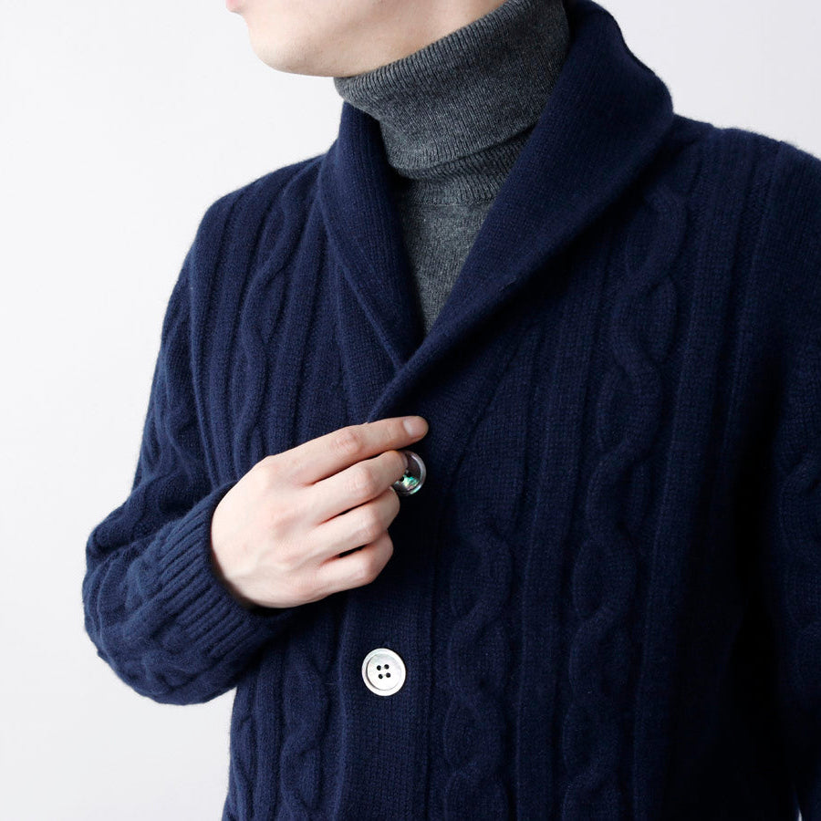 Personalized custom order of men's Japanese luxury cashmere knit cable cardigan