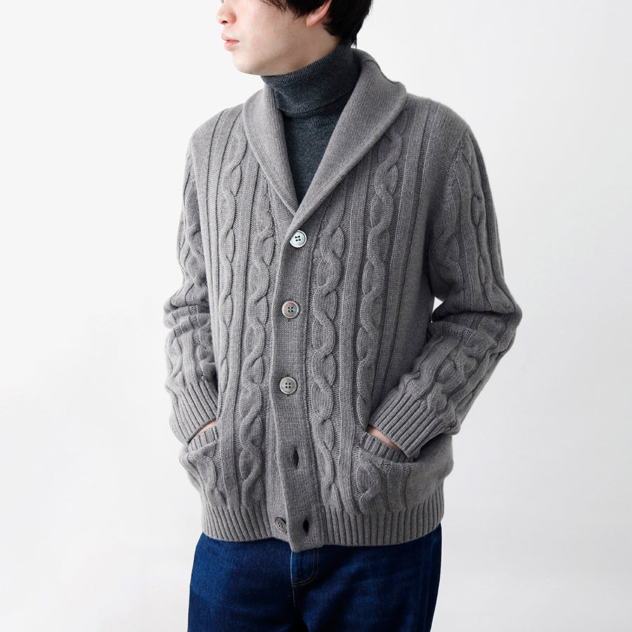 Personalized custom order of men's Japanese luxury cashmere knit cable cardigan