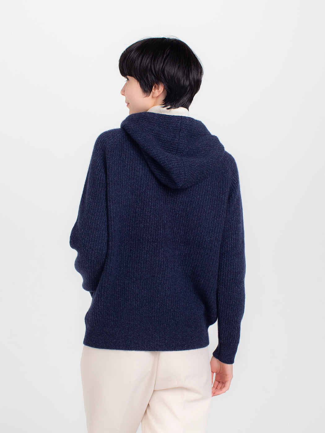 Cashmere halfcardigan hoodie