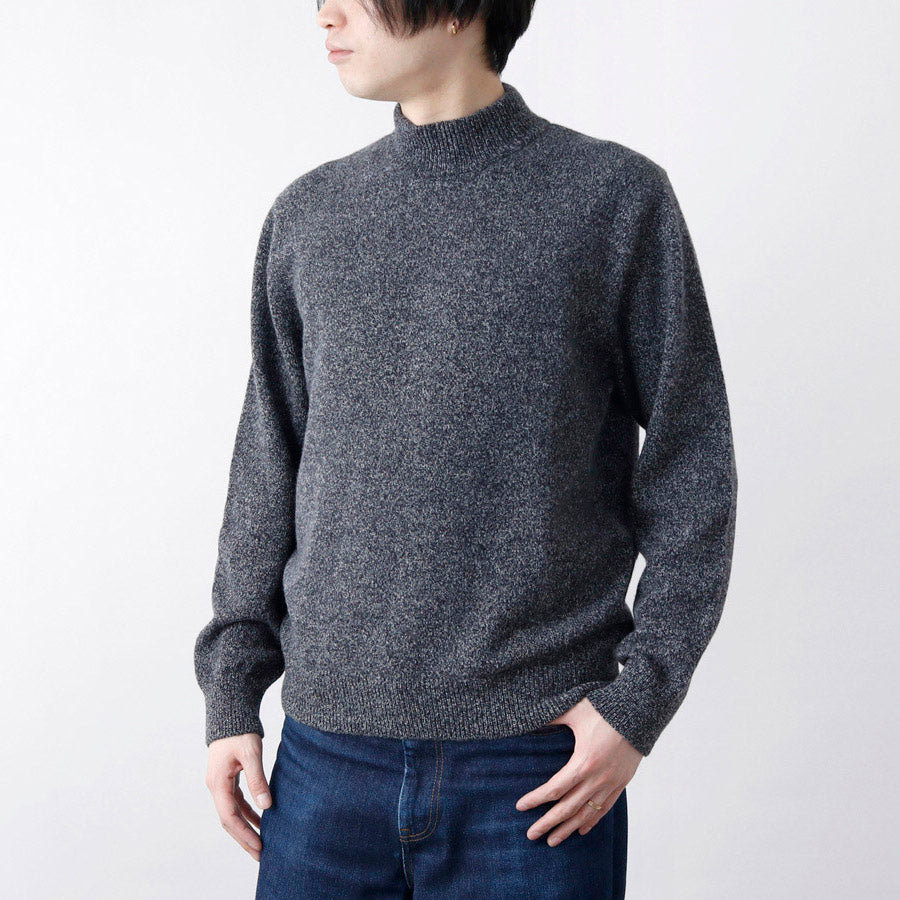 Personalized custom order of men's Japanese luxury cashmere knit melange high-necked sweater