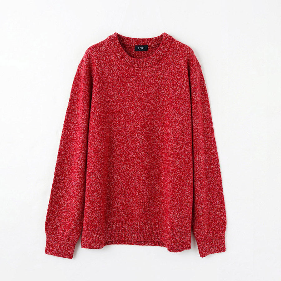 【Sample】Four-tone Melange Cashmere relax crew-neck sweater / S,M,L size