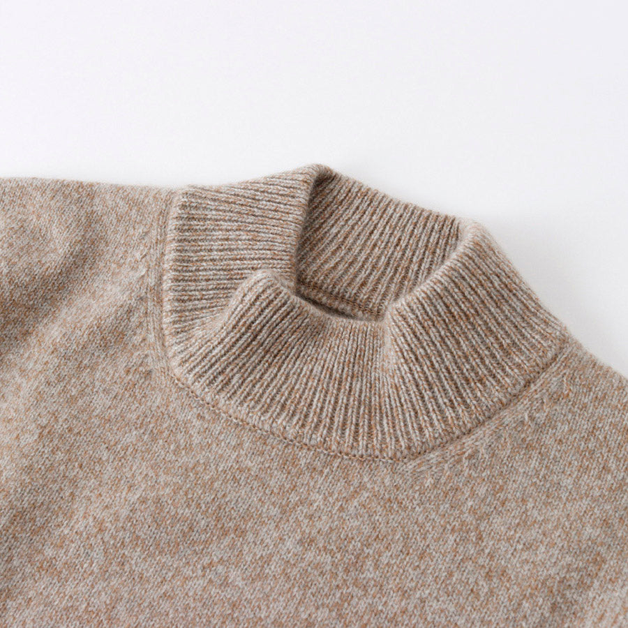 Personalized custom order of men's Japanese luxury cashmere knit melange high-necked sweater