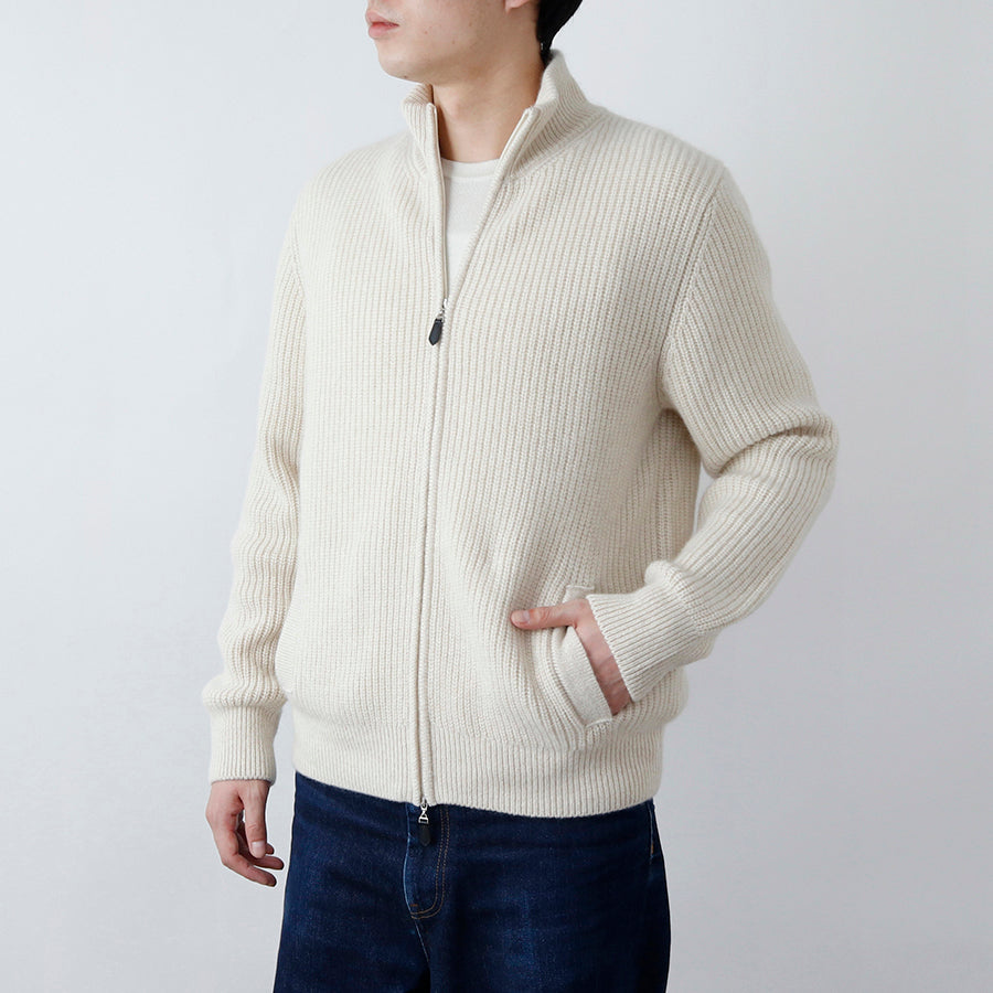 Personalized custom order of men's Japanese luxury cashmere knit halfcardigan full-zip jacket