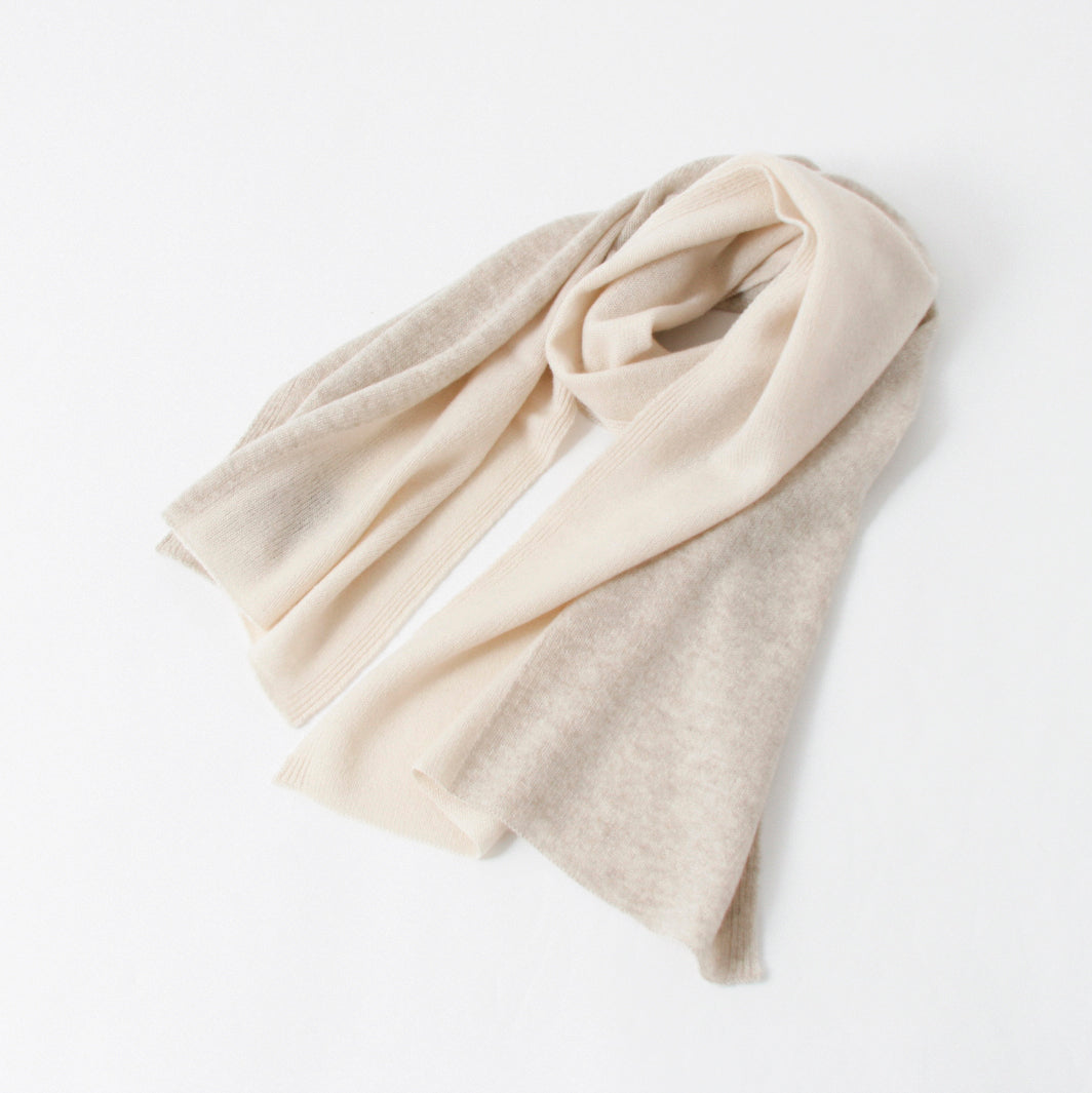 Cashmere knit angel's stole- bicolor stripe design (160cm × 50cm)