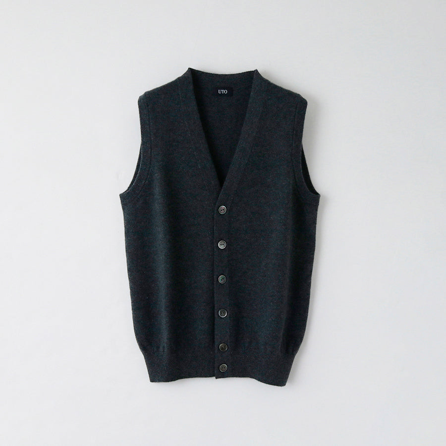 【Sample】Cashmere open vest / 2S,S,M size