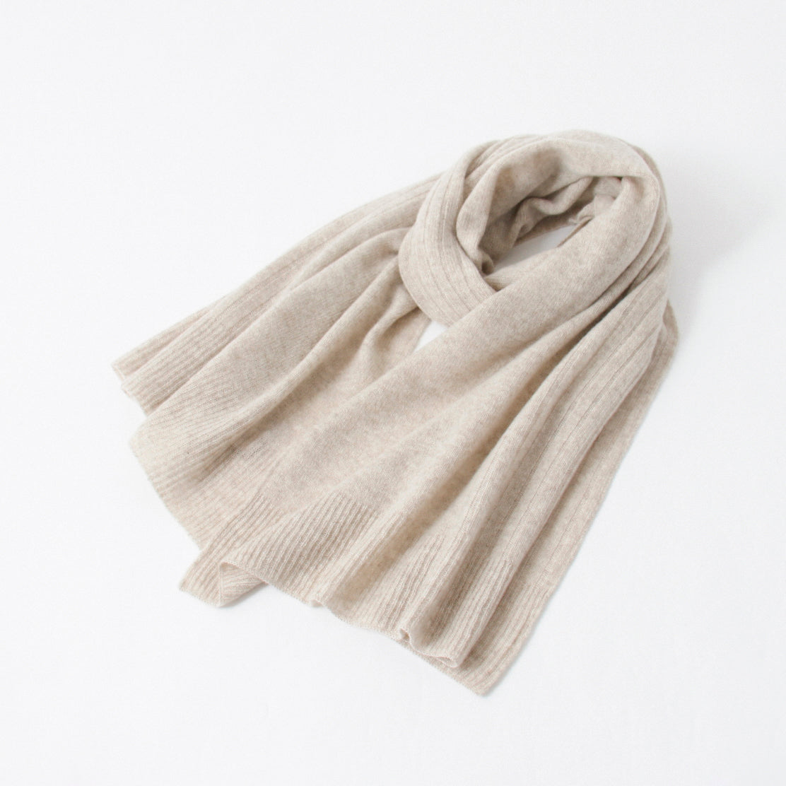 Cashmere knit angel's rib stole (177cm × 63.5cm)