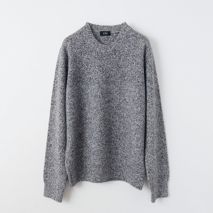 Personalized custom order of men's Japanese luxury cashmere knit melange crew-neck sweater