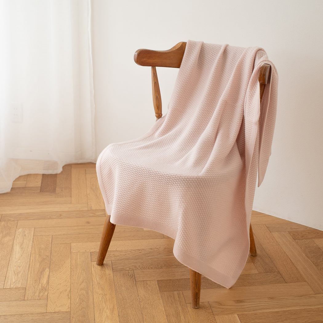 Cashmere knit seed stitch blanket (120cm×80cm)