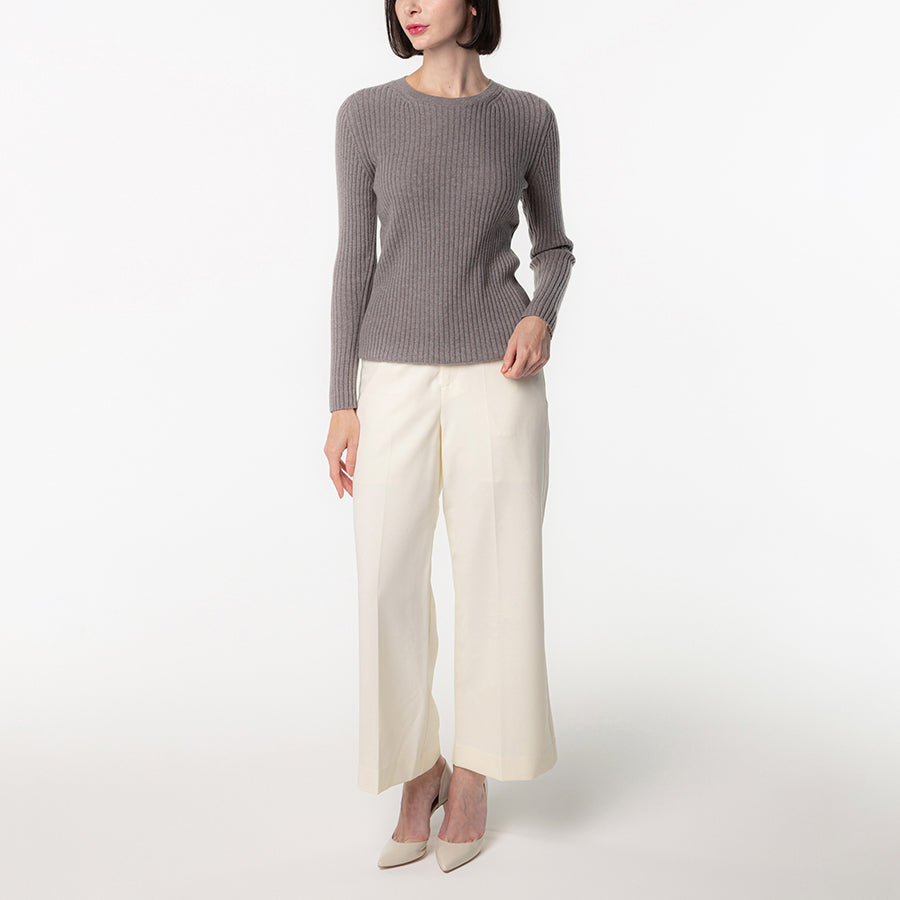 Personalized custom order of women's Japanese luxury cashmere knit rib crew-neck sweater
