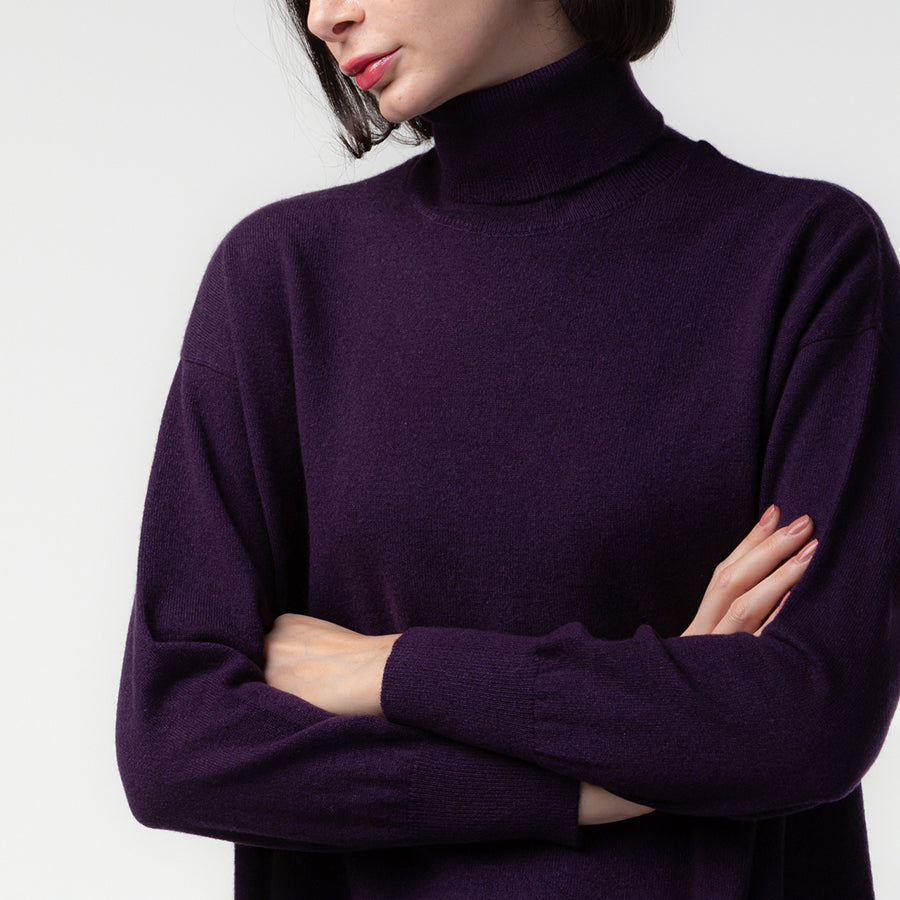 Personalized custom order of women's Japanese luxury cashmere knit turtleneck dress