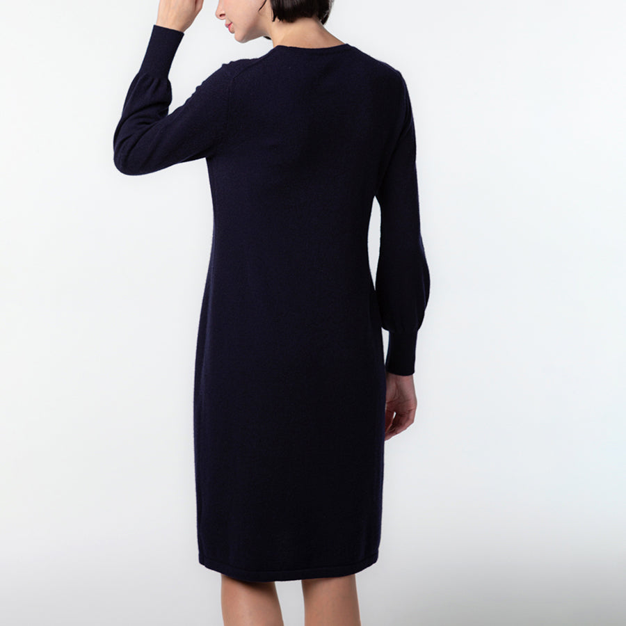 Personalized custom order of women's Japanese luxury cashmere knit crew-neck dress