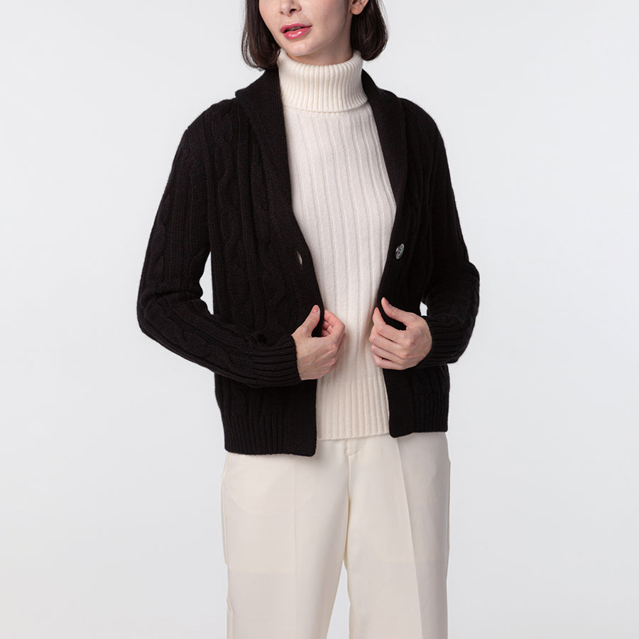 Personalized custom order of women's Japanese luxury cashmere knit cable cardigan