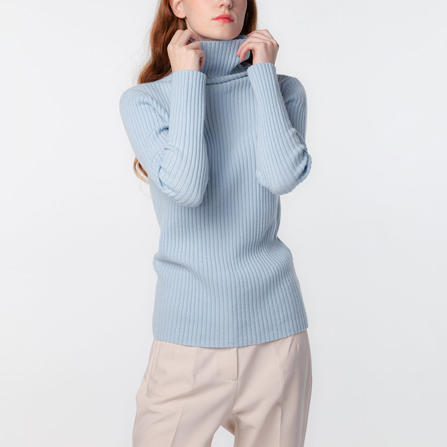 Personalized custom order of women's Japanese luxury cashmere knit rib turtleneck sweater