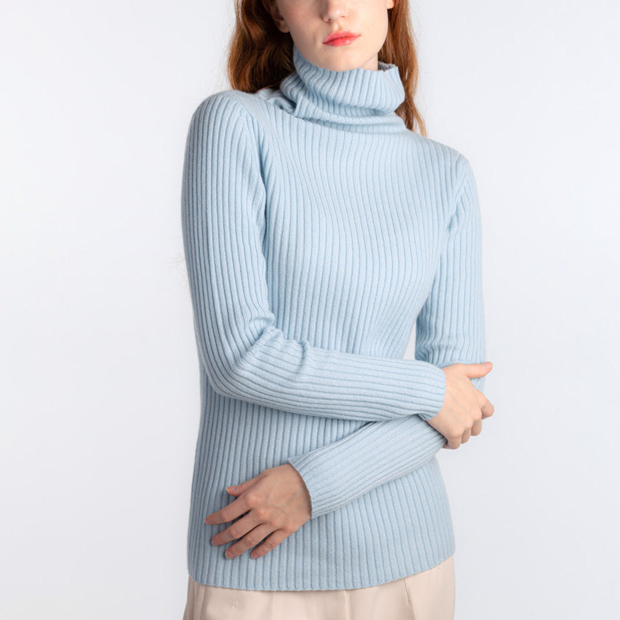 Personalized custom order of women's Japanese luxury cashmere knit rib turtleneck sweater