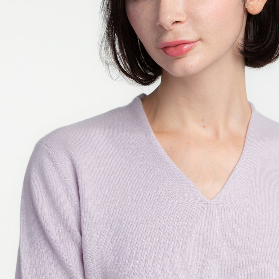 Personalized custom order of women's Japanese luxury cashmere knit v-neck sweater