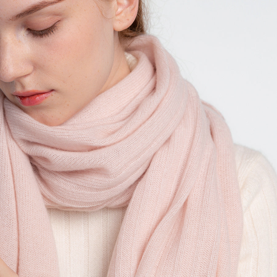 Personalized custom order of women's Japanese luxury cashmere knit rib stole