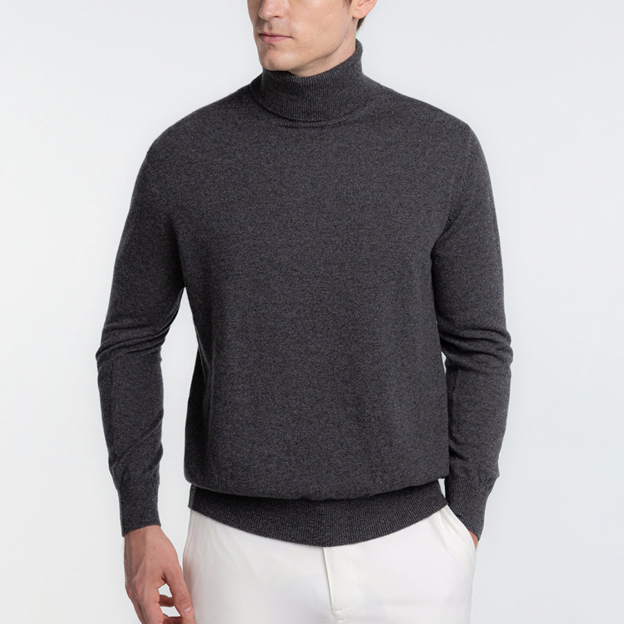 Personalized custom order of men's Japanese luxury cashmere knit turtleneck sweater