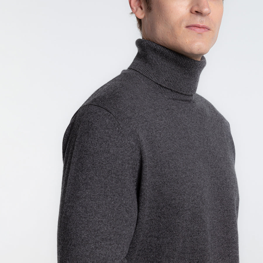 Personalized custom order of men's Japanese luxury cashmere knit turtleneck sweater