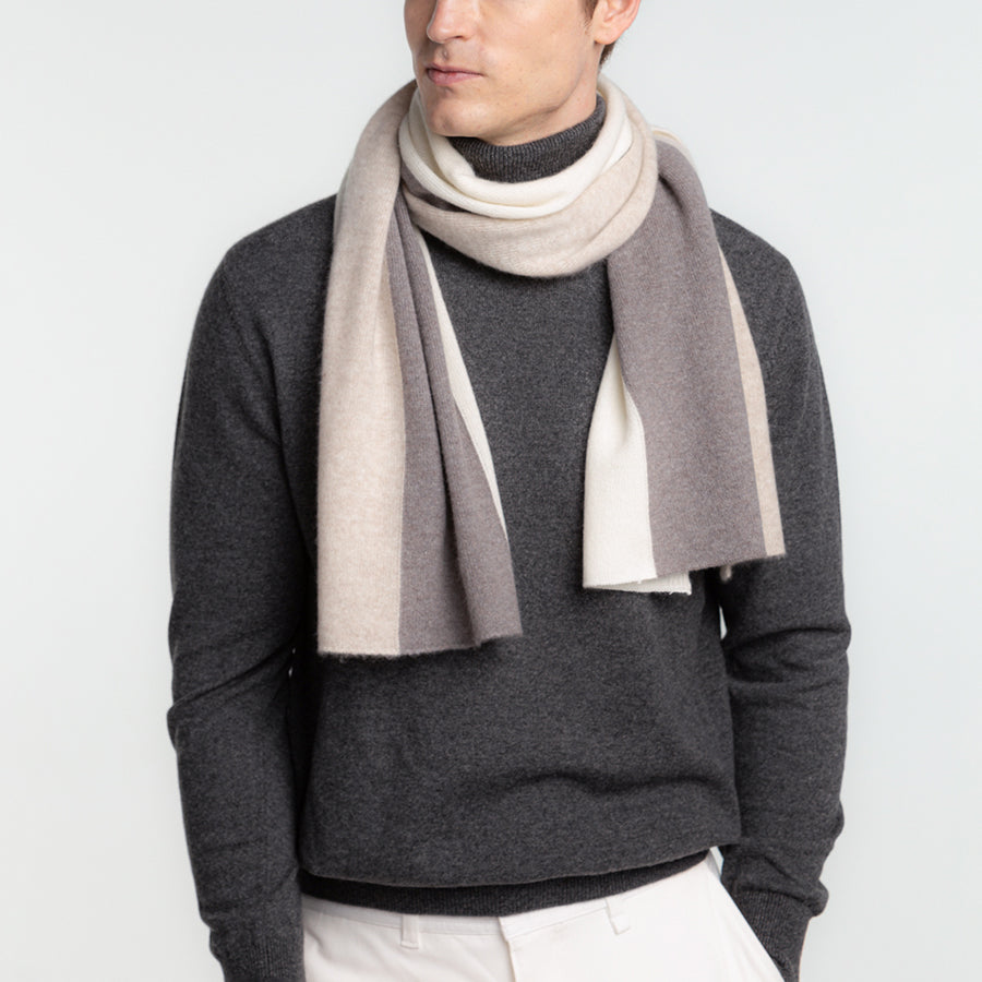 Personalized custom order of men's Japanese luxury cashmere knit stripe stole