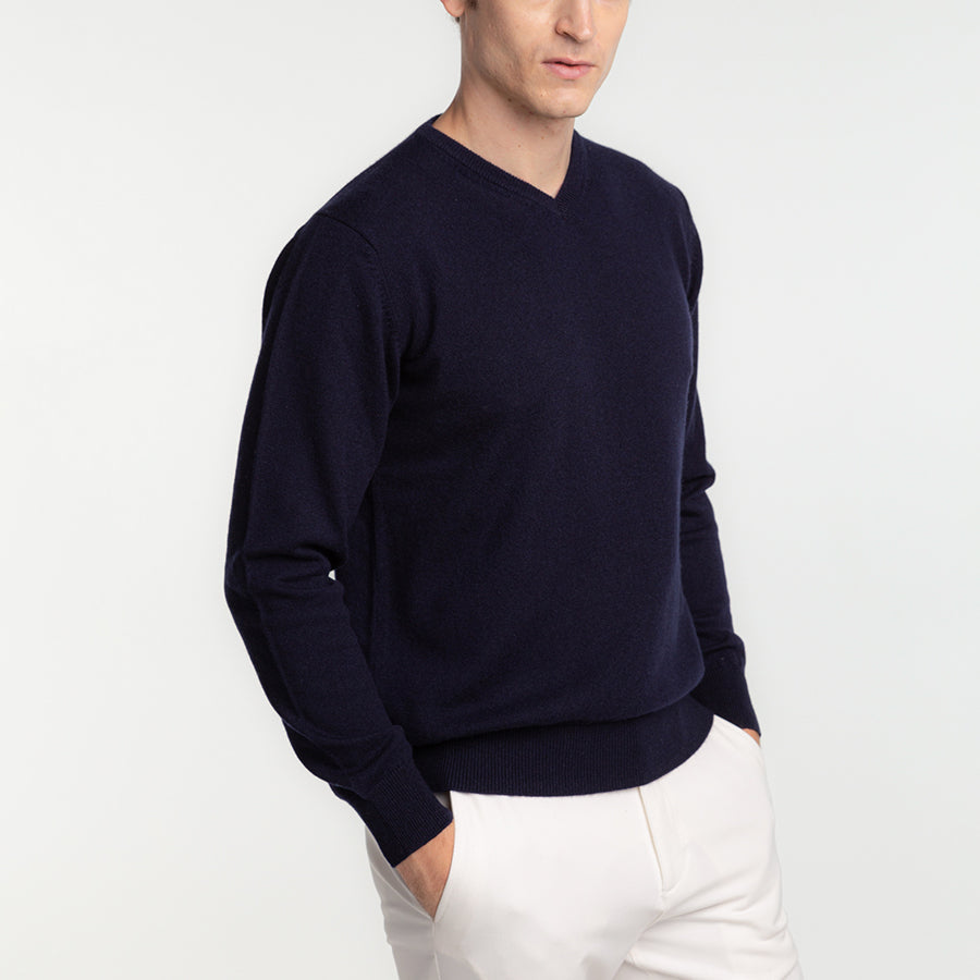 Personalized custom order of men's Japanese luxury cashmere knit v-neck sweater