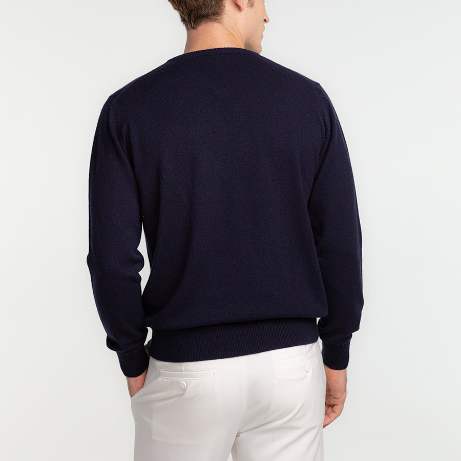 Personalized custom order of men's Japanese luxury cashmere knit v-neck sweater