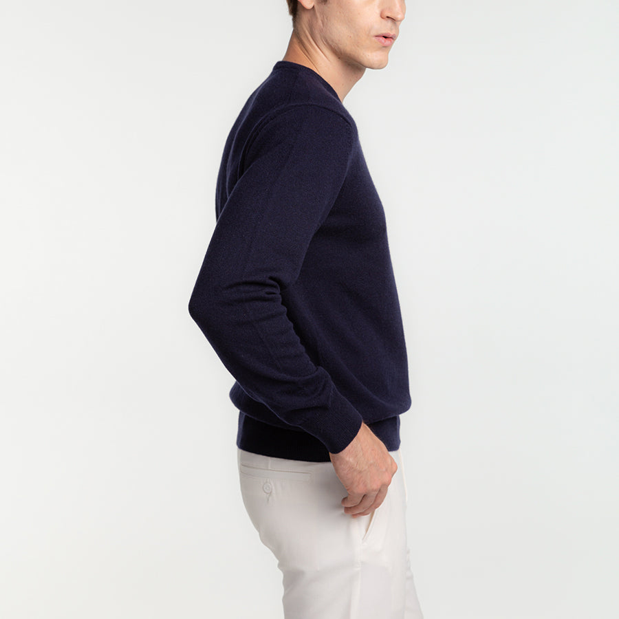 Personalized custom order of men's Japanese luxury cashmere knit v-neck sweater