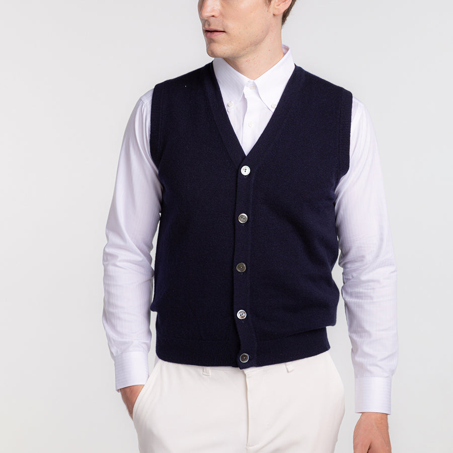 Personalized custom order of men's Japanese luxury cashmere knit vest